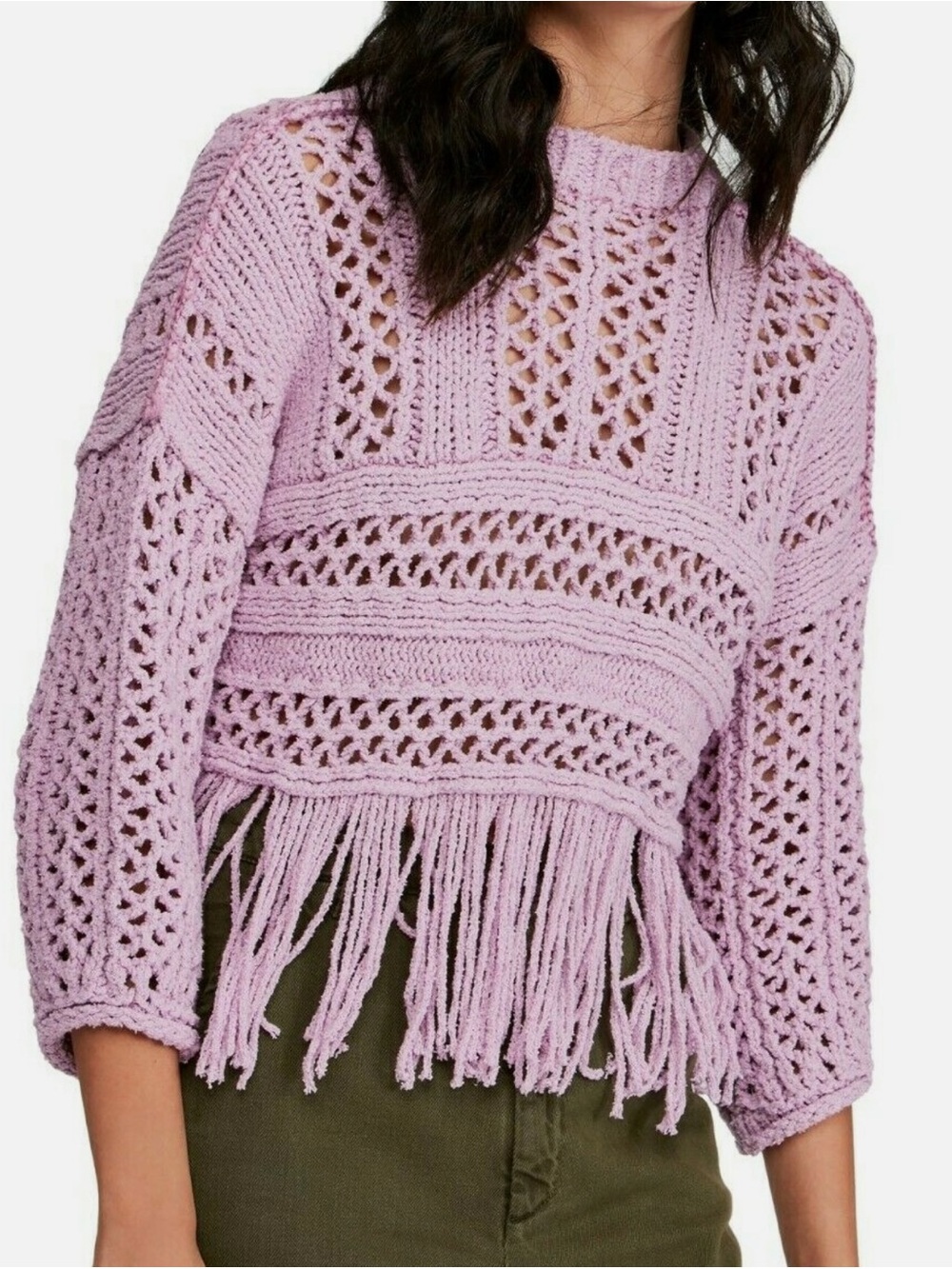 Free people higher love crochet sweater